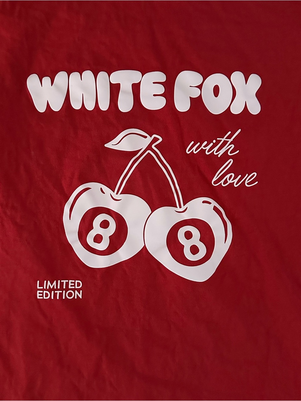 White Fox Limited Edition With Love Cherry Heart Tee Shirt Top  M/L